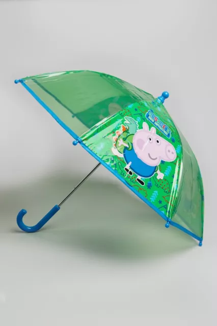 George Pig Dino Adventure Childrens Character Folding Umbrella Kids Boys Green