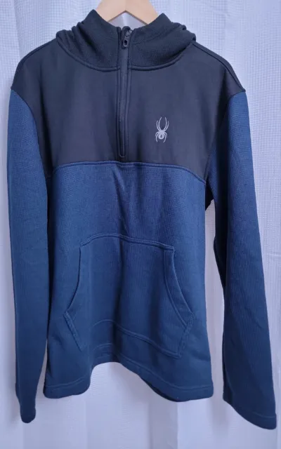 SPYDER RAY HALF-ZIP Fleece Pullover Hooded Jacket Men's XL Turquoise ...