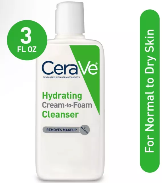 CeraVe Hydrating Cream-to-Foam Cleanser  3oz travel Size FREE SHIPPING