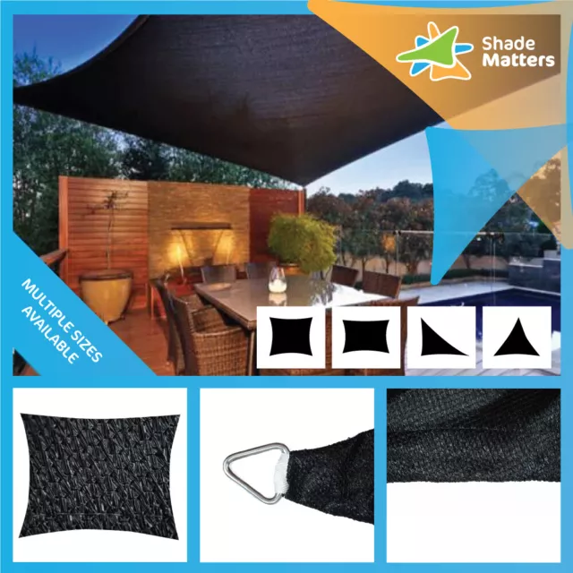 Heavy Duty Shade Sail -Black- Rectangle / Square / Triangle (280GSM)