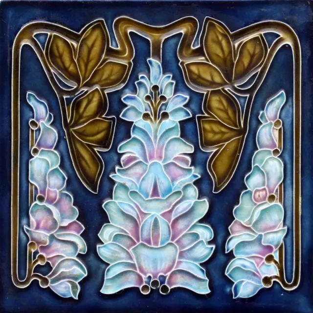 Art Nouveau Vintage Ceramic Tile Rare Reproduction Majolica Alfred Meakin UK