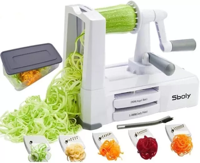 Heavy Duty Vegetable Spiralizer Slicer 5 Blades Salad Zucchini Spaghetti Maker