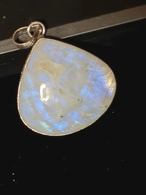 Silver 925 Moonstone Gemstone Pendant. Pear Shaped.  LARGE.  STUNNING 2712