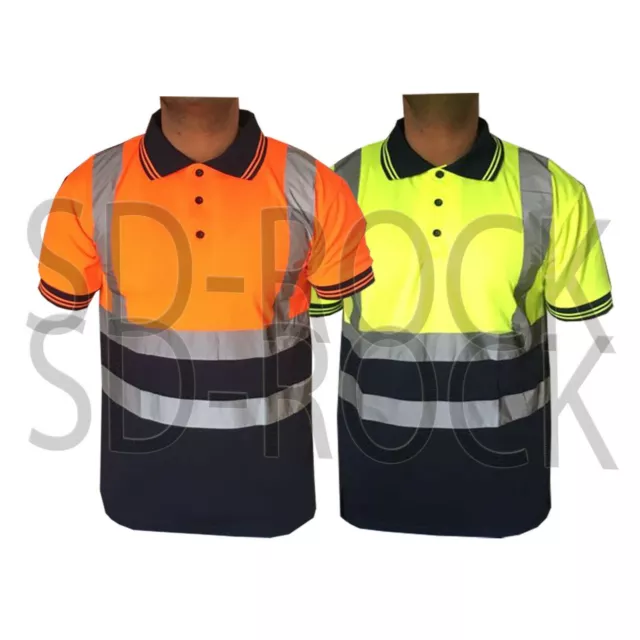 Hi Viz Vis High Visibility Polo Safety Security T Shirt Work Top Big Sizes