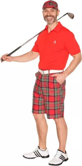 Royal and Awesome Herren Golfshorts Stewart Tartan rot Golfshorts Taille 30 - 44 2