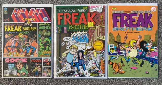 Fabulous Furry Freak Brothers Adult Comic Book Lot X3 Rip Off Comix #1 Shelton