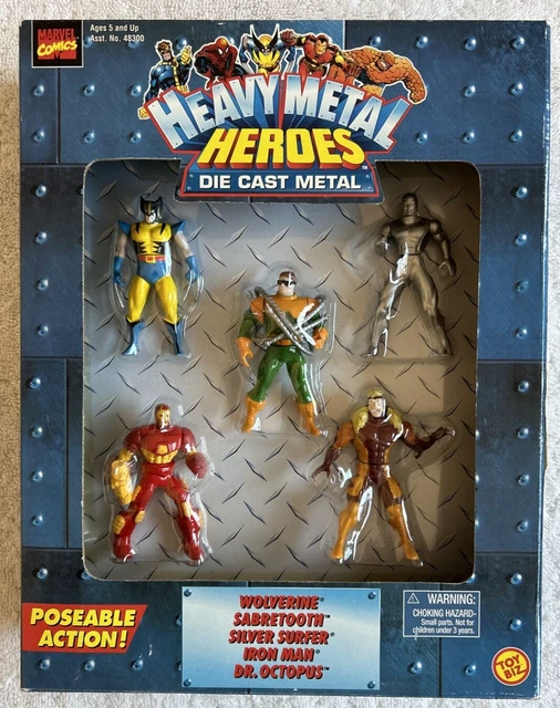 MARVEL HEAVY METAL HEROES Die Cast Metal (5 PACK) Toy Biz 1997 NIB (2)