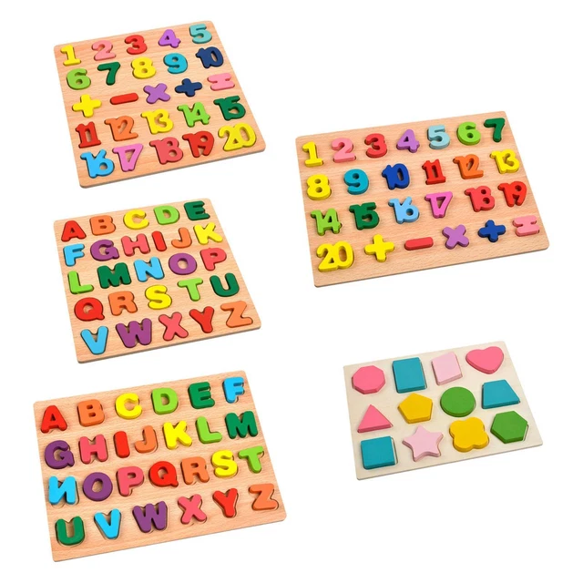 Puzzle En Bois Montessori - Chiffres Et Lettres - Motricité Fine - Pour