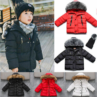 Kids Girls Boys Winter Down Coat Parka Warm Outwear Hooded Parka Jacket Coats UK