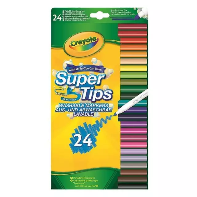 NEW Crayola SuperTips Washable Felt Tip Colouring Pens - Pack of