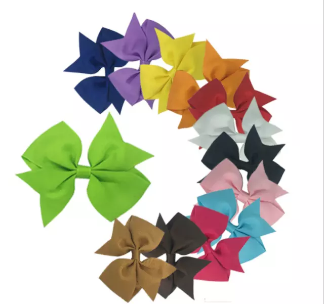 20pcs/set Hair Bows With Clip 3 inch Grosgrain Ribbon Hairpins For Kids Girl
