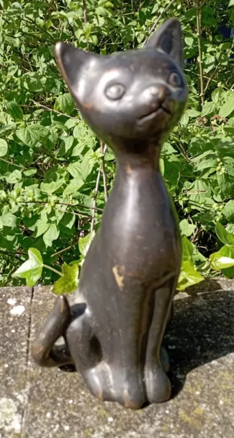 Statuette Chat En Bronze Vintage 80/90 Hauteur 20,5 Cm