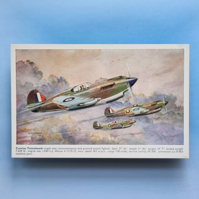 WW2 Aircraft Postcard C1940 RAF Curtiss Tomahawk Fighter