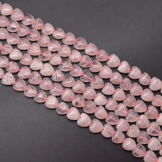 12x12mm Natural Pink Rose Quartz Heart-shaped Gemstone Loose Beads 15'' Strand
