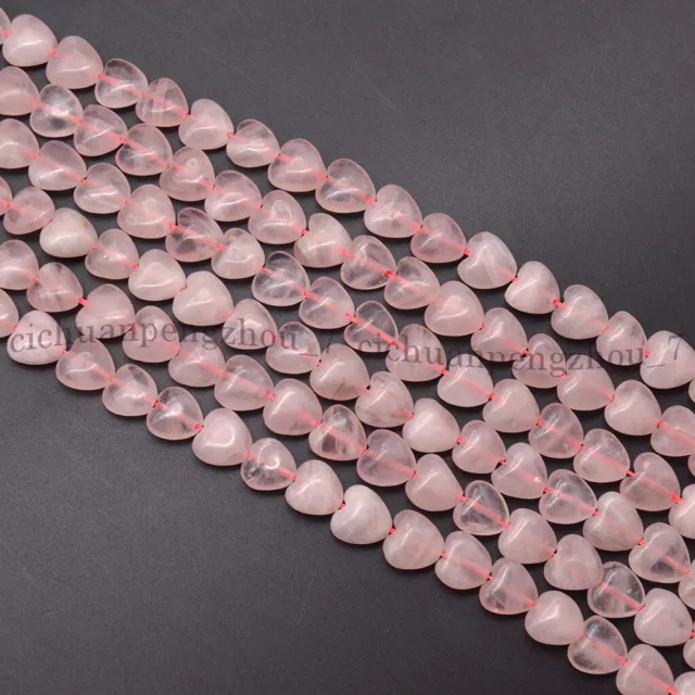 12x12mm Natural Pink Rose Quartz Heart-shaped Gemstone Loose Beads 15'' Strand