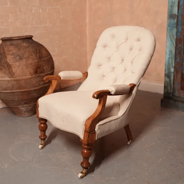 Antique Armchair Salon Lounge Chair Victorian 19th Century
