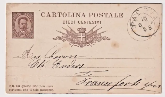ITALIA REGNO 1879 cartolina postale  10 cent. Padova Francoforte viaggiata