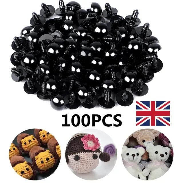 100PC Plastic Safety Toy Screw Eyes Kit for Teddy Bear Doll Animal Craft 6-12mm 3