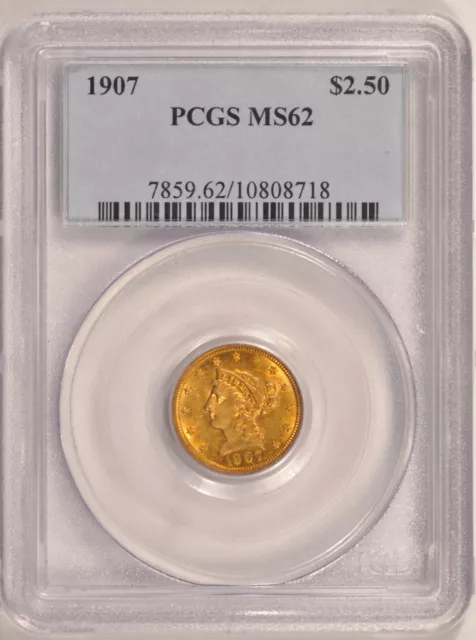 1907 $2.50 Liberty Gold Quarter-Eagle Coin PCGS MS62 Pre-1933 Gold