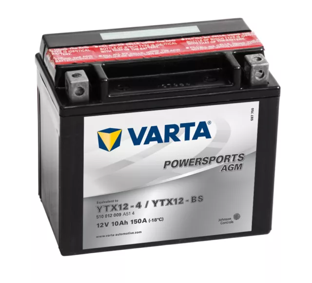 VARTA Powersports 12V 10 Ah YTX12-BS AGM Motorrad Batterie 10Ah OVP YAMAHA