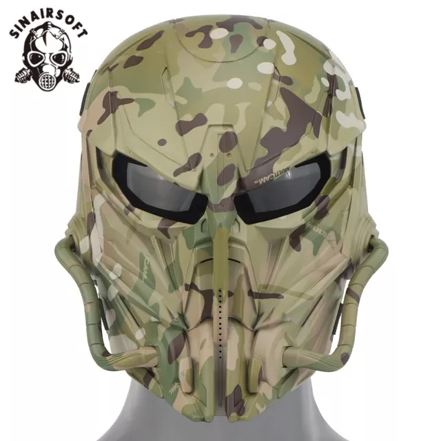 Tactical Full Face Mask w/ Goggles Airsoft Protective Cosplay Hunting Halloween 3