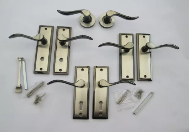 DESIGNER HIGH QUALITY GUN METAL Scroll Door Handles Mortice Lever Latch Lock