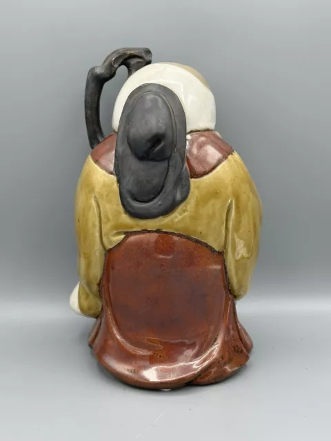 Vintage Chinese God Of Longevity Shou Lao Shou Xing Mud Man Figurine 9.5” 2