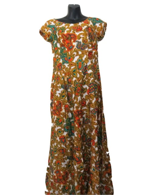 Kiyomi Hawaii Liberty House Small Floral Short Shoulder Maxi Dress Vintage Retro