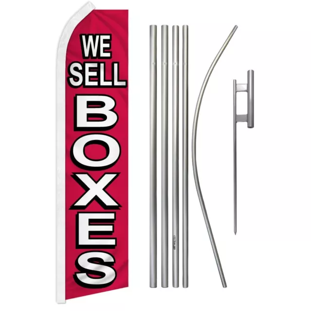 "WE SELL BOXES" Advertising Super Flag & Pole Kit move moving ship shipping mail