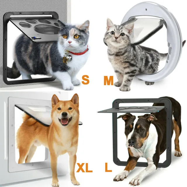 Pet Flap Door Dog Cat Magnetic Locking Sliding Screen Puppy Round Square Gate