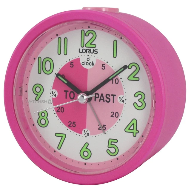 Lorus LHE034P Time Teacher Bedside Beep Alarm Clock Children Kid Girls Gift Pink