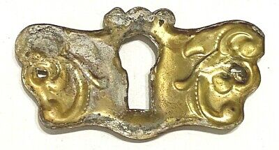 SINGLE Vintage Brass Skeleton Key hole Escutcheon 2" x 1" 2
