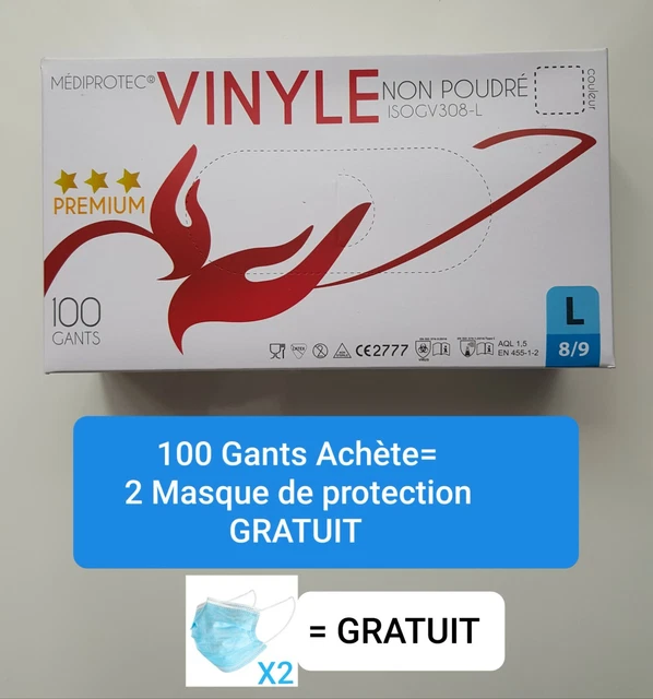 Gants En Vinyle Jetables Top Glove Sans Poudre, Aql 1,5, Boîte De 100