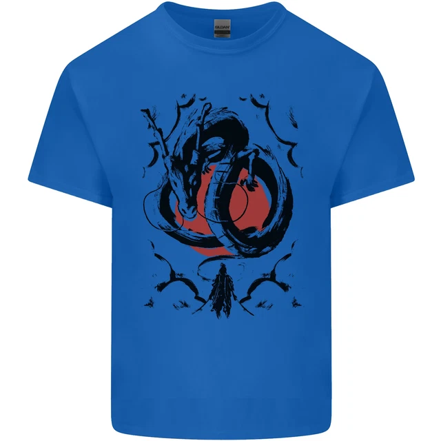 T-shirt top da uomo Samurai Warrior Dragon & Sun Fantasy MMA cotone 12