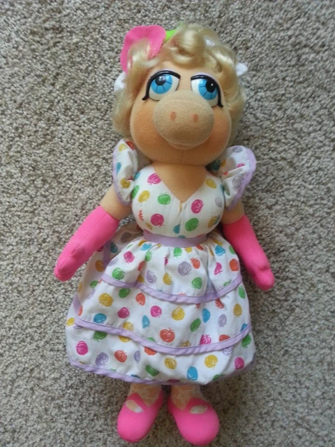 Miss Piggy Muppets Plush Doll Hat Dress Lace Tights Glamour Vintage 15 in