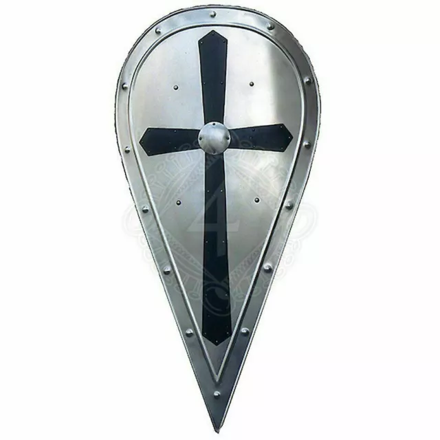 MEDIEVAL SHIELD ARMOR Larp Warrior Steel Crusader Norman kite shield ...