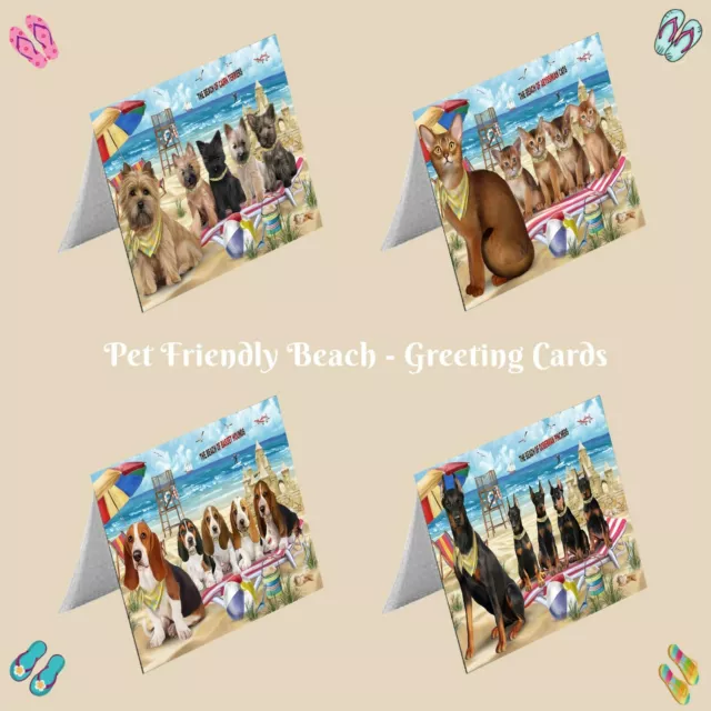 Pet Friendly Beach Greeting Cards with Dog cat pet Photos,invitation card