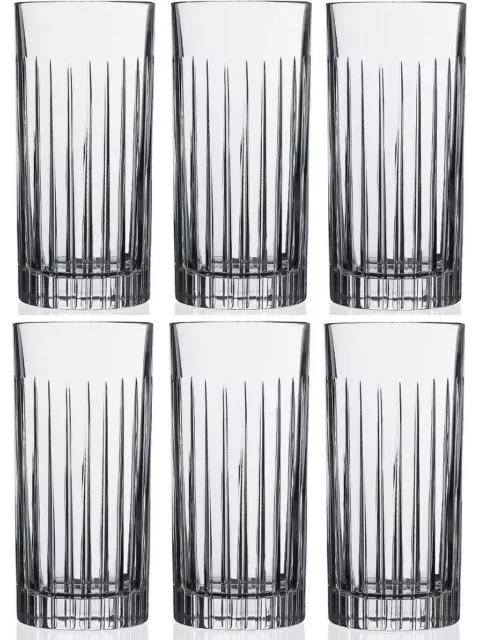 RCR CRYSTAL TIMELESS 6 HI BALL TUMBLERS (BOXED) NEW (Like Royal Doulton Linear)