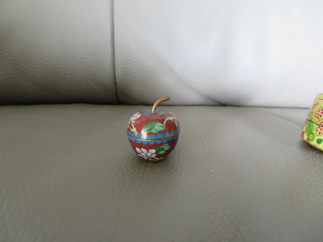 Boîte Ancienne En émail Cloisonné Décor Floral - Objet De Décoration Vintage - Occasion