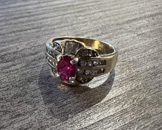 Superbe Bague Ancienne - argent massif  Vermeil et pierres