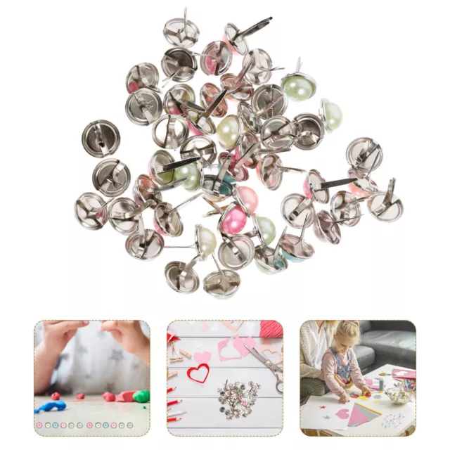 50 piezas sujetadores de aleación de empuje de perlas para niños sujetadores álbum de recortes mini
