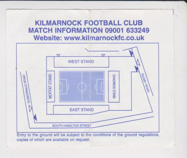 Sammler Used Ticket / Entrada Kilmarnock v Celtic Glasgow FC 12-01-2002 2