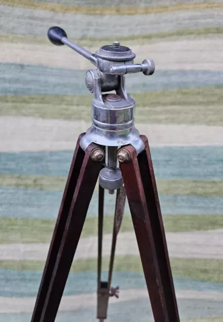 Vintage Craig Thalhammer Movie Photography Tripod & Head Wood Chrome 1930s