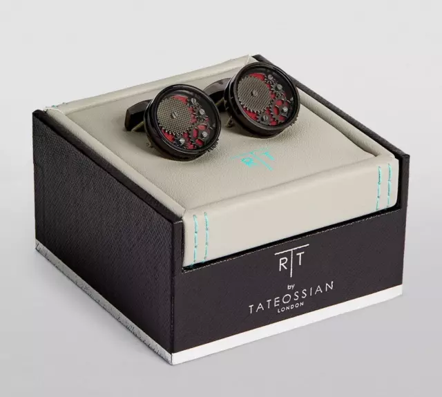 Tateossian Red Ip Plated Carousel Gear Nuovo Cufflinks Retail £260 Bnib