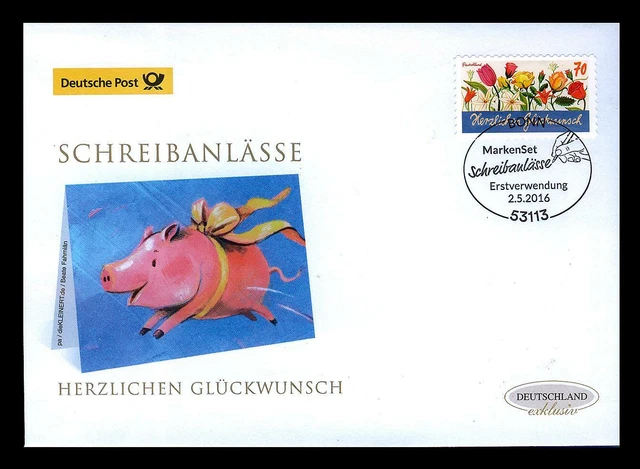 FDC 3244 (2016) selbstklebend - Schreibanlässe - Herzlichen Glückwunsch