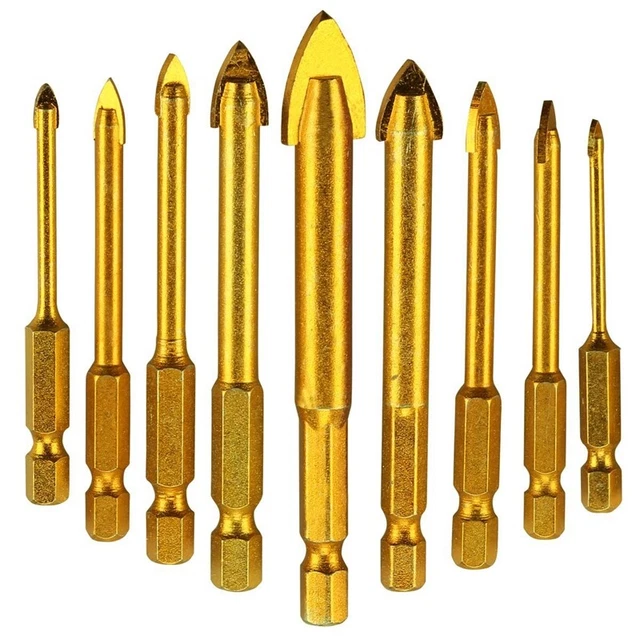 9 piezas brocas de baldosas brocas de cerámica juego de brocas de vidrio brocas hexagonales T1F8