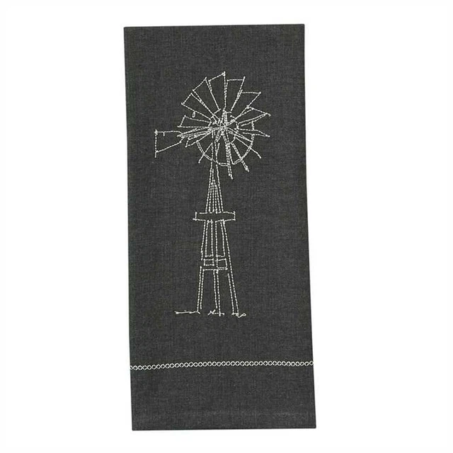 Park Designs Windmill Embroidered Kitchen Dish Towel Gray