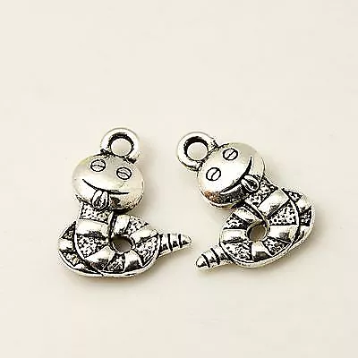 10 Stück Anhänger 16x13mm Schlange Snake Silber Antik Charms K-1073