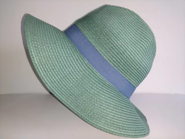 Hat Theodora And Callum T + C Sun Hat Fedora Womens Size 0S Green Blue New NWT 2