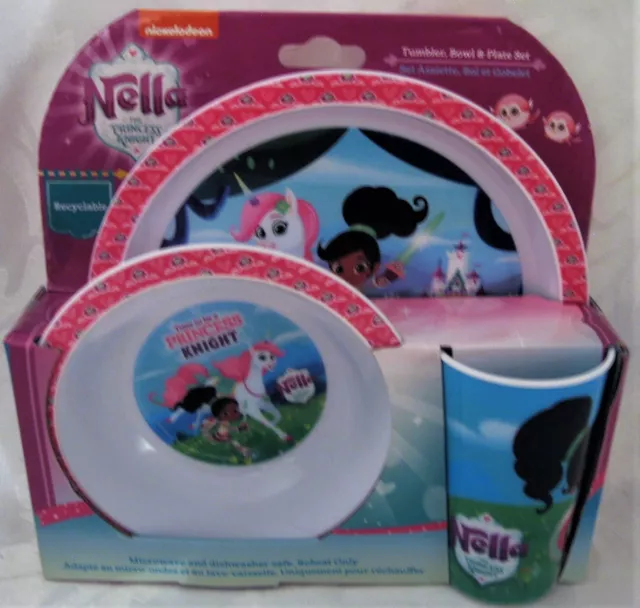 Nickleodeon Nell Princess Knight 3-teiliges Abendessen Set Teller Geschirrbecher/Becher/Tasse